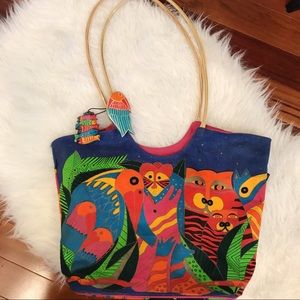 Laurel Burch Colorful Canvas Shoulder Bag